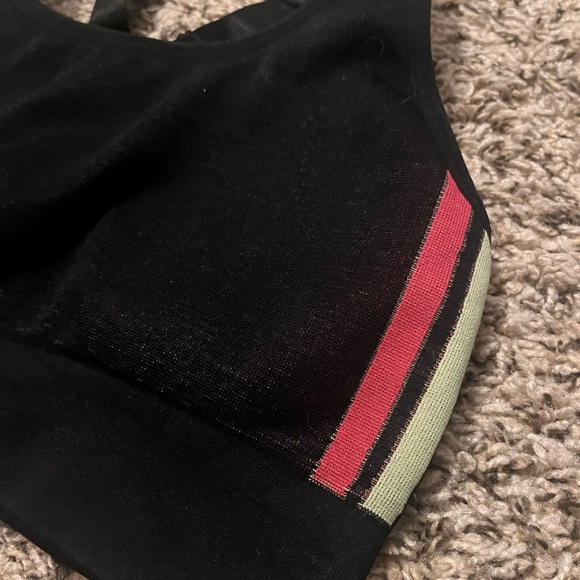 Fabletics Black/Pink/Green Sports Bra - Picture 3 of 4